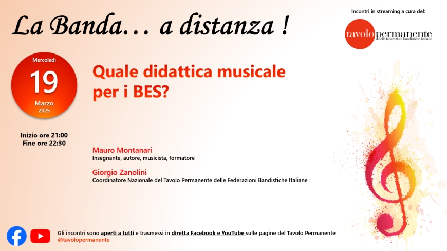 A &quot;LA BANDA... A DISTANZA!&quot; PARLIAMO DI DIDATTICA MUSICALE PER I B.E.S. CON IL FAMOSO ESPERTO MAURO MONTANARI